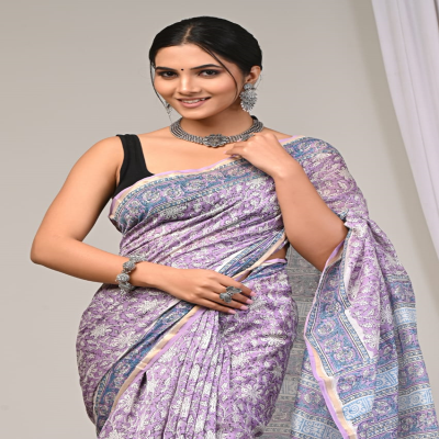 Timeless Handblock Chanderi Silk Saree Set for Every Occasion