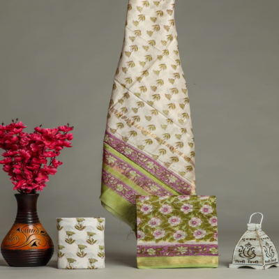 Timeless Beauty Bagru Print Maheshwari Silk Suit material