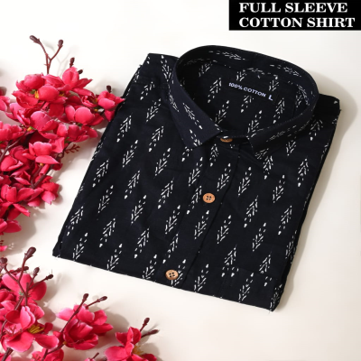 Abstract Arrow Print Black Full Sleeve Cotton Shirt