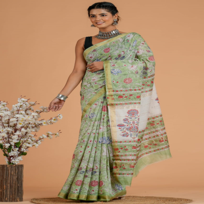 Artisanal Maheshwari Silk Sarees Hand Block Prints & Blouse