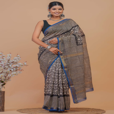 Luxury Handcrafted Maheshwari Silk Sarees Natural Vegetable Colors