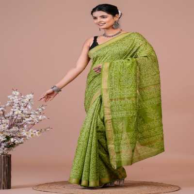 Eco-Friendly Handcrafted Maheshwari Silk Sarees with Blouse