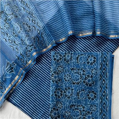 Handblock Printed Pure Kota Doria Suit Set