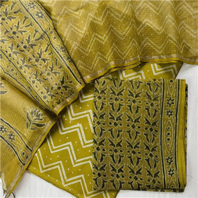 Majestic Purple Kota Doria Block Print Suit Set (Paisley & Chevron)