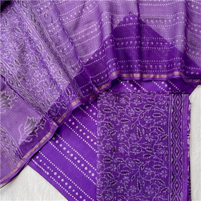 Refreshing Teal Kota Doria Block Print Suit Set (Geometric & Chevron)