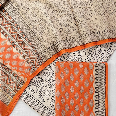 Traditional Handblock Kota Suit in Silk Cotton