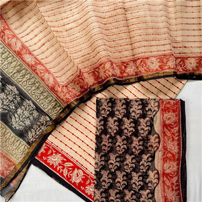 Silk Cotton Kota Suit with Block Prints