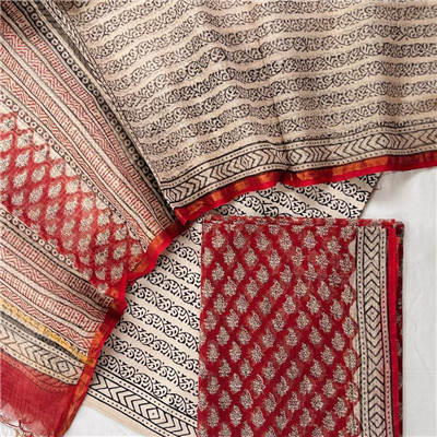 Cotton Cambric Bottom Kota Doria Suit Set