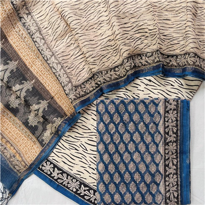 Light Silk Kota Suit with Ethnic Motifs