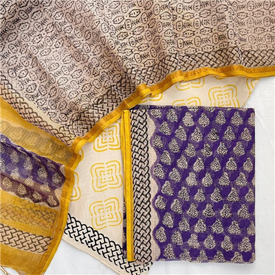 Vibrant Printed Kota Doria Suit for Ladies