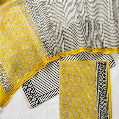 Multi Tone Block Print Kota Doria Suit