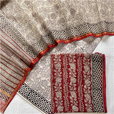 Cotton Bottom Kota Suit with Silk Touch