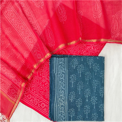 Floral Print Kota Doria Silk Suit Set