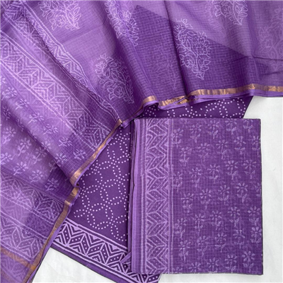 Summer Pastel purple Kota Doria Suit in Cotton