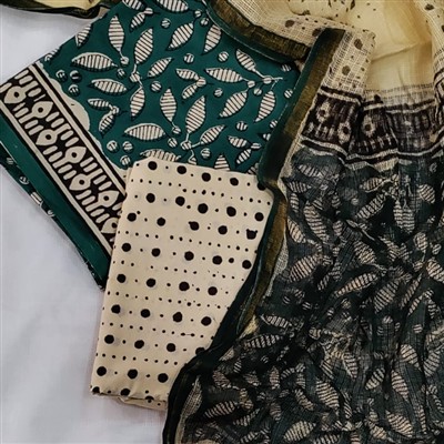 Handcrafted Cotton Ethnic Suit Set with Kota Doria Dupatta
