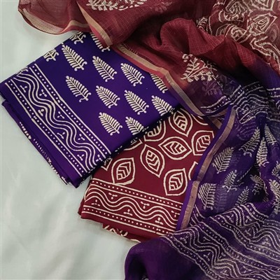 Handcrafted Traditional Cotton Suit with Kota Doria Dupatta