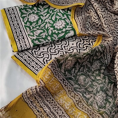 Hand Block Printed Cotton Suit with Kota Doria Dupatta