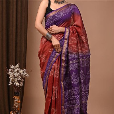 Handcrafted Maheshwari Silk Gradient Saree