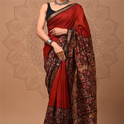 Handcrafted Maheshwari Silk Floral Saree