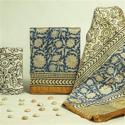 Handcrafted Chanderi Silk Dress Material Set