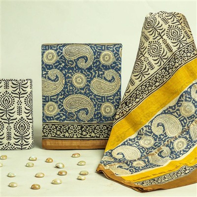 Handcrafted Chanderi Silk Dress Material Set