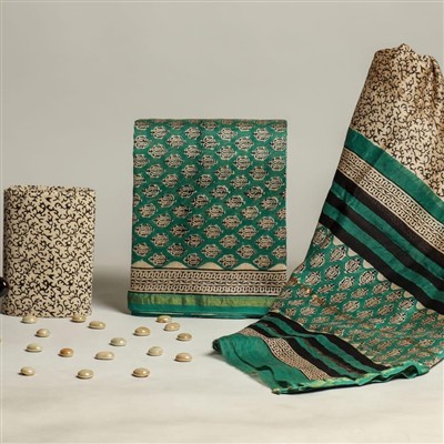 Handcrafted Chanderi Silk Ethnic Dress Material Set