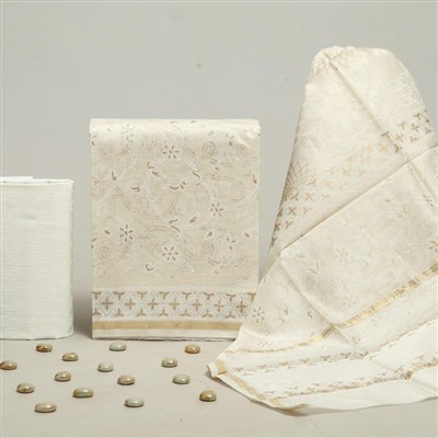 Golden Floral Chanderi Silk Dress Set