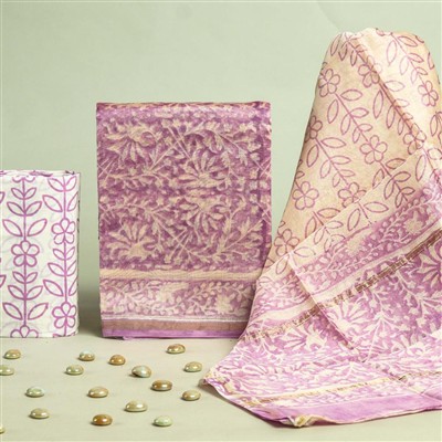 Lavender Blossom Chanderi Silk Dress Set