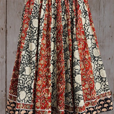 Hand Block Printed Floral Cotton Designer Skirt