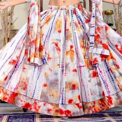 Sunset Splendor Tie-Dye Cotton Lehenga Skirt