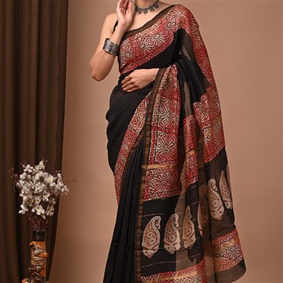 Chanderi Silk Paisley Elegance Saree Set