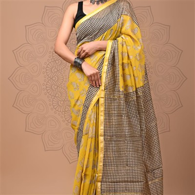 Sunshine Floral Chanderi Silk Saree Set