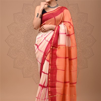 Golden Border Gradient Chanderi Silk Saree