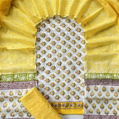 Sunny Swirls Cotton Suit Set with Floral Border