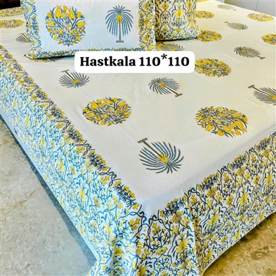 Hand Block Printed Floral Cotton Bed Sheet Set
