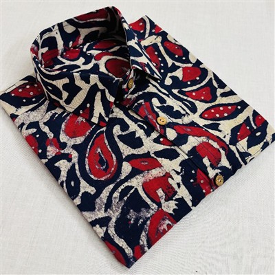 Navy Blue Bagru Block Printed Cotton Men