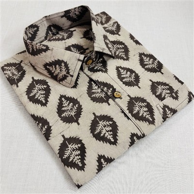 Bagru Leaf Block Cotton Men