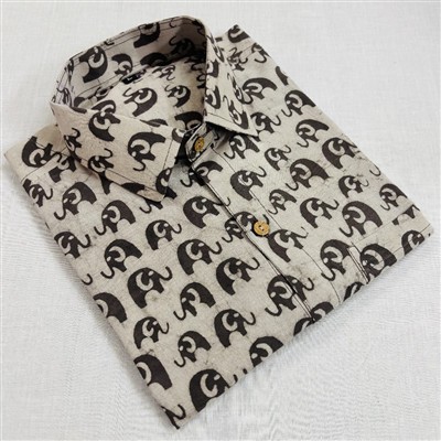 Bagru Block Printed Cotton Elephant Shirt Men