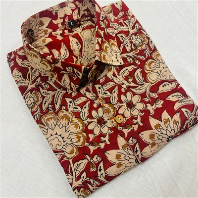 Bagru Block Printed Red Cotton Men