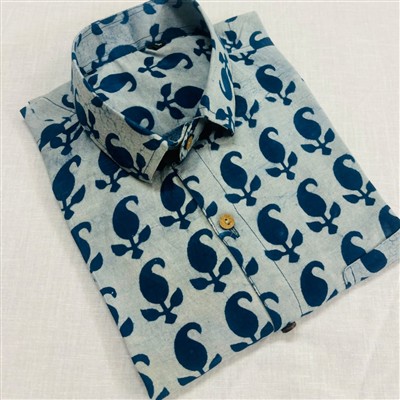 Bagru Indigo Paisley Cotton Men