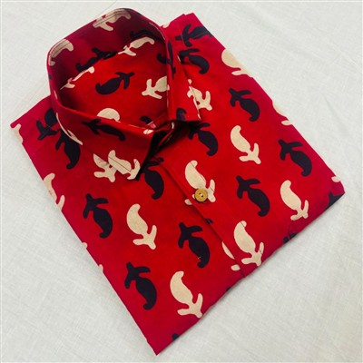 Bagru Block Printed Red Cotton Men
