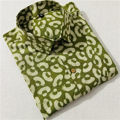 Olive Green Bagru Block Printed Cotton Men