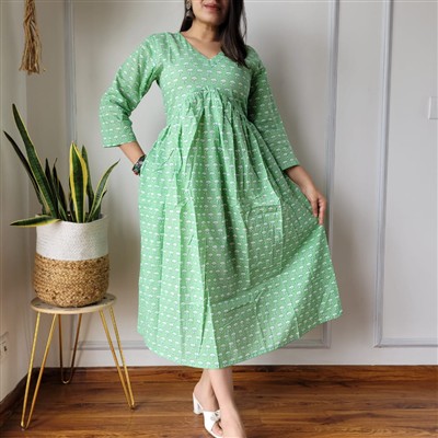 Aliya Pattern Bagru Block Printed Cotton Dress