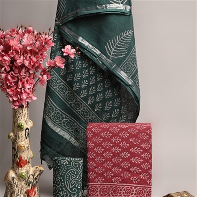 Silver Leaf Linen Cotton Suits Set