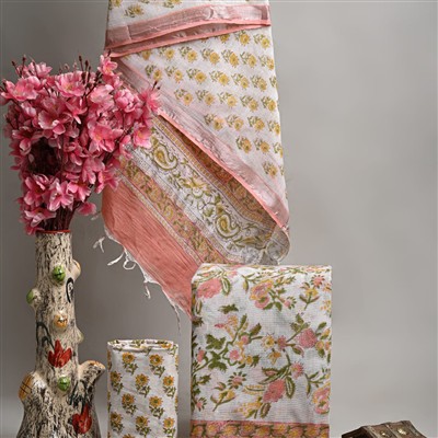 Linen Floral Symphony Dress Material Set