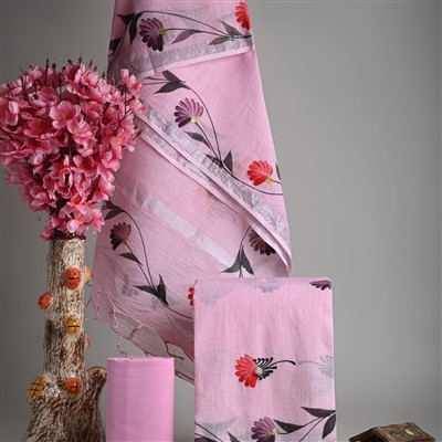 Rose Garden Hand Block Print Linen Cotton Suit Set