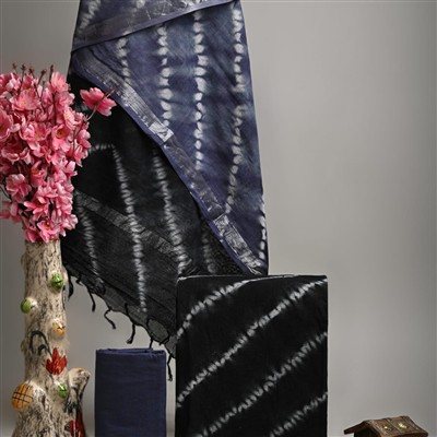 Handcrafted Silver Border Linen Cotton Suit Set