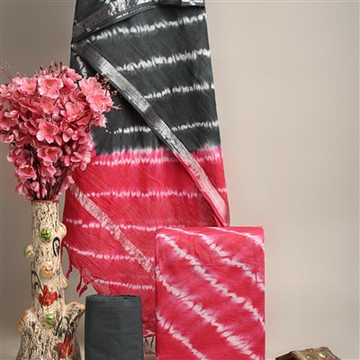 Crimson Tie-Dye Linen Cotton Ethnic Suit Set