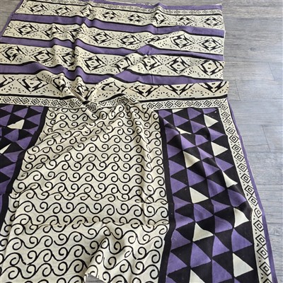 Hand Block Printed Black Swirls Cotton Decorative Cloth