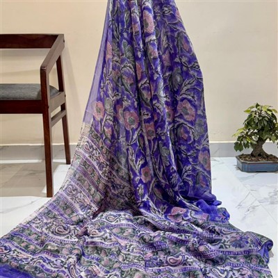 Lavender Blossom Pure Double Diamond Chiffon Saree